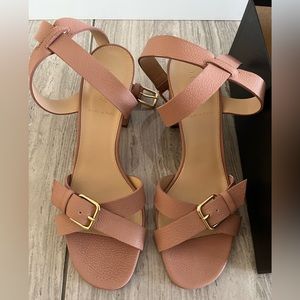 J. Crew Buckled Mid-heel Sandals pink sand size 8.5